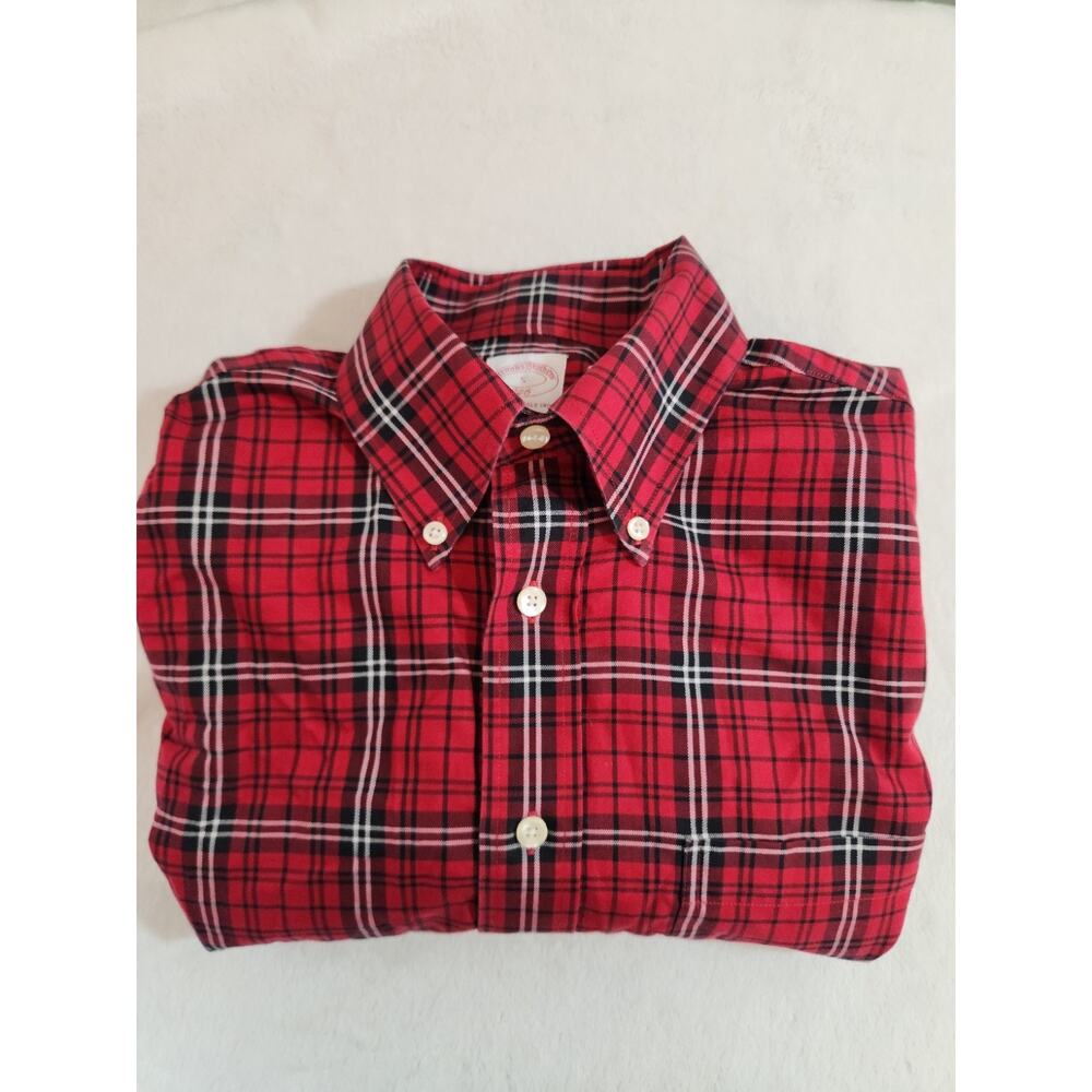 Brooks Brothers Shirt Mens Small Red Plaid Long Sleeve 346 Tartan Preppy Dad